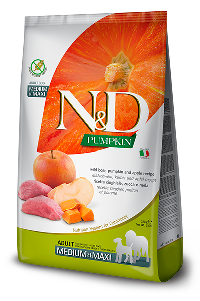 Farmina N&D Pumpkin Cinghiale e Mela Adult Medium & Maxi 2,5 kg per cani Farmina N&D Pumpkin Cinghiale e Mela Adult Medium & Maxi 2,5 kg per cani